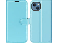 Lederhülle Karten Wallet Ledertasche Etui für Apple iPhone 14 in hellblau von Screenguard