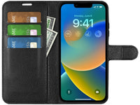 Lederhülle Karten Wallet Ledertasche Etui für Apple iPhone 14 in schwarz von Screenguard