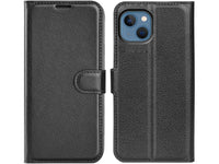 Lederhülle Karten Wallet Ledertasche Etui für Apple iPhone 14 in schwarz von Screenguard