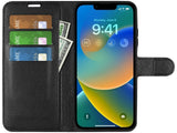 Lederhülle Karten Wallet Ledertasche Etui für Apple iPhone 14 Plus in schwarz von Screenguard
