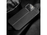Soft TPU Case mit Design aus feinem veganen Leder für Apple iPhone 14 Pro stabil mit erhöhten Rändern und Kanten in schwarz von Screenguard