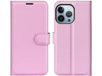 Lederhülle Karten Wallet Ledertasche Etui für Apple iPhone 14 Pro in rosa von Screenguard