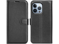 Lederhülle Karten Wallet Ledertasche Etui für Apple iPhone 14 Pro in schwarz von Screenguard