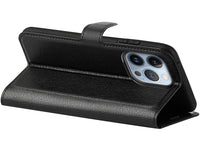 Lederhülle Karten Wallet Ledertasche Etui für Apple iPhone 14 Pro in schwarz von Screenguard