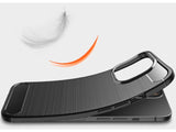 Flexible Handy Schutzhülle mit gebürster Carbon Textur auf der Rückseite für zum Schutz des Apple iPhone 14 Pro Max  Display und Gehäuse Case in schwarz von Screenguard