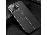 Soft TPU Case mit Design aus feinem veganen Leder für Apple iPhone 14 Pro Max stabil mit erhöhten Rändern und Kanten in schwarz von Screenguard