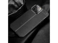 Soft TPU Case mit Design aus feinem veganen Leder für Apple iPhone 14 Pro Max stabil mit erhöhten Rändern und Kanten in schwarz von Screenguard