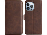 Veganes Flip Case Leder Etui Hülle mit Karten Fächer und Sichtfenster für Apple iPhone 14 Pro Max in mokka von Screenguard