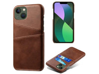 CardCaddy Leder Backcase mit Kartenfächern für Apple iPhone 15 Plus in braun von Screenguard