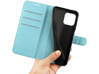Lederhülle Karten Wallet Ledertasche Etui für Apple iPhone 15 Plus in hellblau von Screenguard