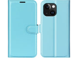 Lederhülle Karten Wallet Ledertasche Etui für Apple iPhone 15 Plus in hellblau von Screenguard