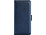 Veganes Flip Case Leder Etui Hülle mit Karten Fächer und Sichtfenster für Apple iPhone 15 Plus in dunkelblau von Screenguard