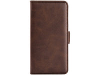 Veganes Flip Case Leder Etui Hülle mit Karten Fächer und Sichtfenster für Apple iPhone 15 Plus in mokka von Screenguard