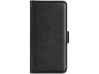 Veganes Flip Case Leder Etui Hülle mit Karten Fächer und Sichtfenster für Apple iPhone 15 Plus in schwarz von Screenguard