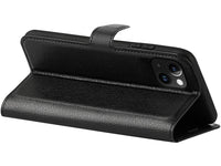 Lederhülle Karten Wallet Ledertasche Etui für Apple iPhone 15 Plus in schwarz von Screenguard