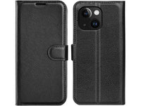 Lederhülle Karten Wallet Ledertasche Etui für Apple iPhone 15 Plus in schwarz von Screenguard