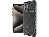 Hochwertig stabile Soft TPU Smartphone Handy Hülle im Carbon Design für Apple iPhone 15 Pro zum Schutz des Display und Gehäuse Cover in schwarz von Screenguard