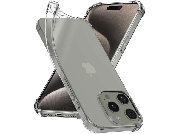 Hoch transparenter TPU Gummi Schutz Handy Hülle Clear Case klar mit verstärkten Schutzecken Bumper für das Apple iPhone 15 Pro Display und Gehäuse in transparent von Screenguard