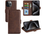 Veganes Flip Case Leder Etui Hülle mit Karten Fächer und Sichtfenster für Apple iPhone 15 Pro Max in mokka von Screenguard