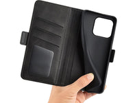 Veganes Flip Case Leder Etui Hülle mit Karten Fächer und Sichtfenster für Apple iPhone 15 Pro Max in schwarz von Screenguard