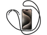 Necklace Handy Hülle mit Kordel Kette schwarz zum Tragen des Apple iPhone 15 Pro am Körper wie Handtasche Lanyard, stabil mit erhöhten Rändern und Kanten in transparent von Screenguard