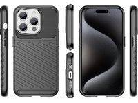 Moderne Design Hülle Cover für das Apple iPhone 15 Pro mit Stripes zum Schutz von Kratzern, Dellen, Display aus TPU Gummi in schwarz von Screenguard