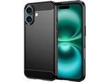 Flexible Handy Schutzhülle mit gebürster Carbon Textur auf der Rückseite für zum Schutz des Apple iPhone 16  Display und Gehäuse Case in schwarz von Screenguard