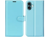Lederhülle Karten Wallet Ledertasche Etui für Apple iPhone 16 in hellblau von Screenguard