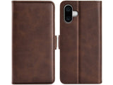 Veganes Flip Case Leder Etui Hülle mit Karten Fächer und Sichtfenster für Apple iPhone 16 in mokka von Screenguard