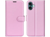 Lederhülle Karten Wallet Ledertasche Etui für Apple iPhone 16 in rosa von Screenguard