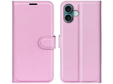 Lederhülle Karten Wallet Ledertasche Etui für Apple iPhone 16 in rosa von Screenguard
