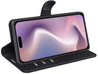 Lederhülle Karten Wallet Ledertasche Etui für Apple iPhone 16 in schwarz von Screenguard