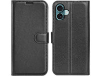 Lederhülle Karten Wallet Ledertasche Etui für Apple iPhone 16 in schwarz von Screenguard