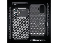 Hochwertig stabile Soft TPU Smartphone Handy Hülle im Carbon Design für Apple iPhone 16 Plus zum Schutz des Display und Gehäuse Cover in schwarz von Screenguard