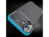 Hochwertig stabile Soft TPU Smartphone Handy Hülle im Carbon Design für Apple iPhone 16 Plus zum Schutz des Display und Gehäuse Cover in schwarz von Screenguard