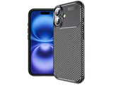 Hochwertig stabile Soft TPU Smartphone Handy Hülle im Carbon Design für Apple iPhone 16 Plus zum Schutz des Display und Gehäuse Cover in schwarz von Screenguard