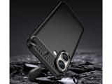 Flexible Handy Schutzhülle mit gebürster Carbon Textur auf der Rückseite für zum Schutz des Apple iPhone 16 Plus  Display und Gehäuse Case in schwarz von Screenguard