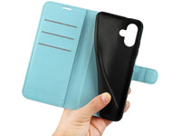 Lederhülle Karten Wallet Ledertasche Etui für Apple iPhone 16 Plus in hellblau von Screenguard