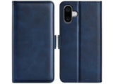 Veganes Flip Case Leder Etui Hülle mit Karten Fächer und Sichtfenster für Apple iPhone 16 Plus in dunkelblau von Screenguard