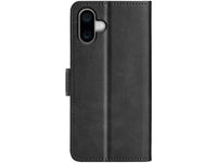 Veganes Flip Case Leder Etui Hülle mit Karten Fächer und Sichtfenster für Apple iPhone 16 Plus in schwarz von Screenguard