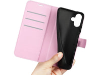 Lederhülle Karten Wallet Ledertasche Etui für Apple iPhone 16 Plus in rosa von Screenguard
