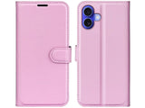 Lederhülle Karten Wallet Ledertasche Etui für Apple iPhone 16 Plus in rosa von Screenguard