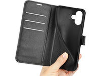 Lederhülle Karten Wallet Ledertasche Etui für Apple iPhone 16 Plus in schwarz von Screenguard