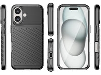 Moderne Design Hülle Cover für das Apple iPhone 16 Plus mit Stripes zum Schutz von Kratzern, Dellen, Display aus TPU Gummi in schwarz von Screenguard