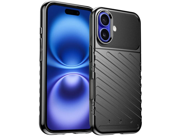 Moderne Design Hülle Cover für das Apple iPhone 16 Plus mit Stripes zum Schutz von Kratzern, Dellen, Display aus TPU Gummi in schwarz von Screenguard