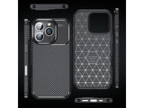 Hochwertig stabile Soft TPU Smartphone Handy Hülle im Carbon Design für Apple iPhone 16 Pro zum Schutz des Display und Gehäuse Cover in schwarz von Screenguard