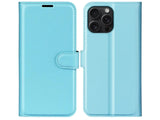 Lederhülle Karten Wallet Ledertasche Etui für Apple iPhone 16 Pro in hellblau von Screenguard