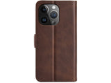 Veganes Flip Case Leder Etui Hülle mit Karten Fächer und Sichtfenster für Apple iPhone 16 Pro in mokka von Screenguard