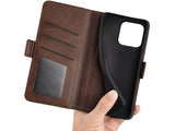Veganes Flip Case Leder Etui Hülle mit Karten Fächer und Sichtfenster für Apple iPhone 16 Pro in mokka von Screenguard