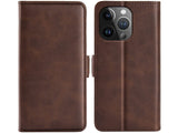 Veganes Flip Case Leder Etui Hülle mit Karten Fächer und Sichtfenster für Apple iPhone 16 Pro in mokka von Screenguard